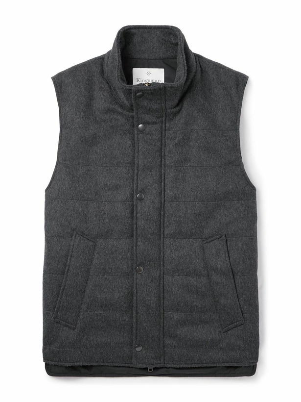 Photo: Kingsman - Slim-Fit Quilted Padded Wool and Cashmere-Blend Gilet - Gray