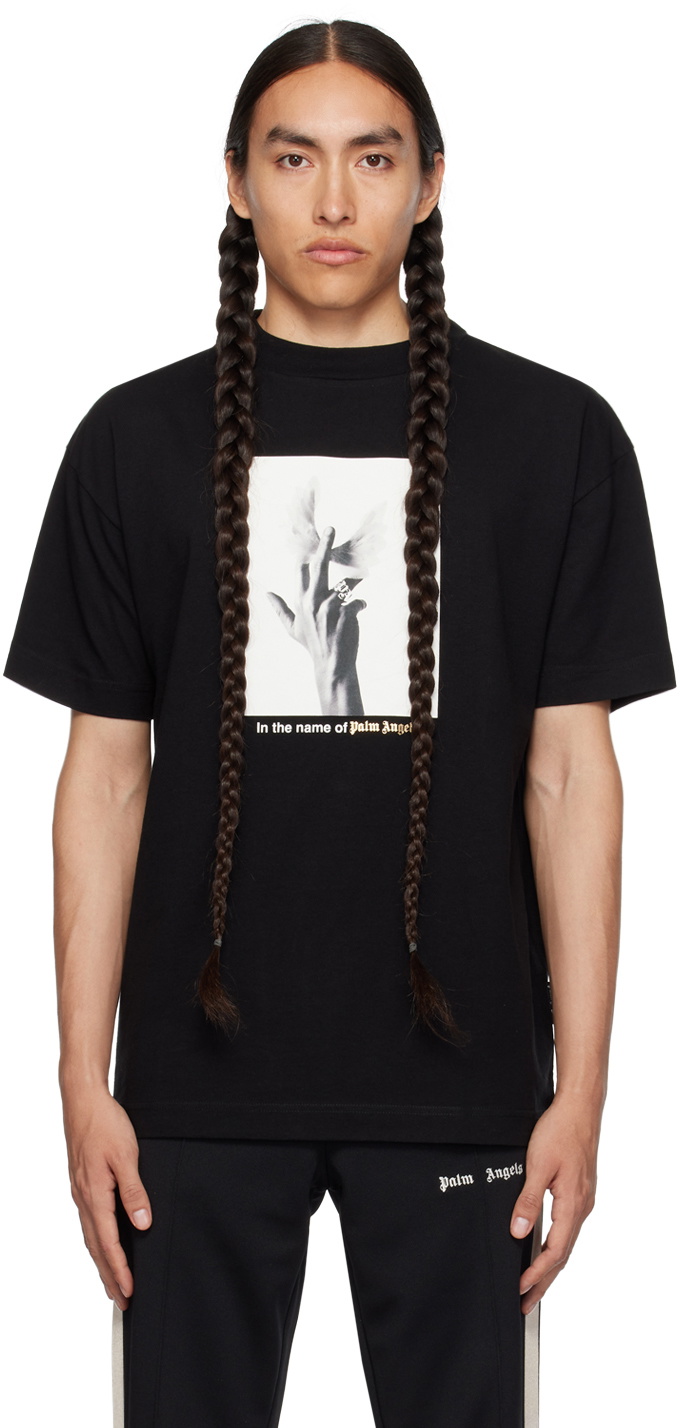 Palm Angels Black Cotton T-Shirt main image 0