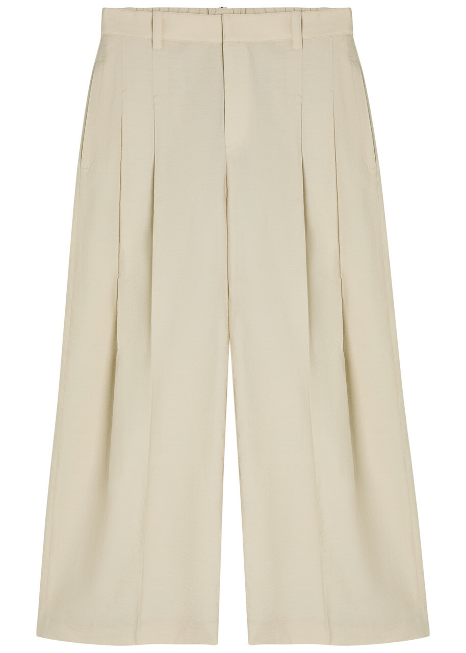 Brunello Cucinelli Crinkled Cotton-blend Trousers Beige