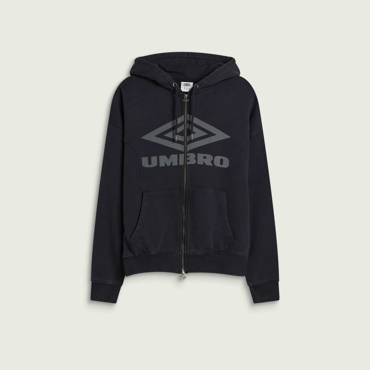 Umbro Men's Washed Zip Through Hoodie in Black/Sedona Sage