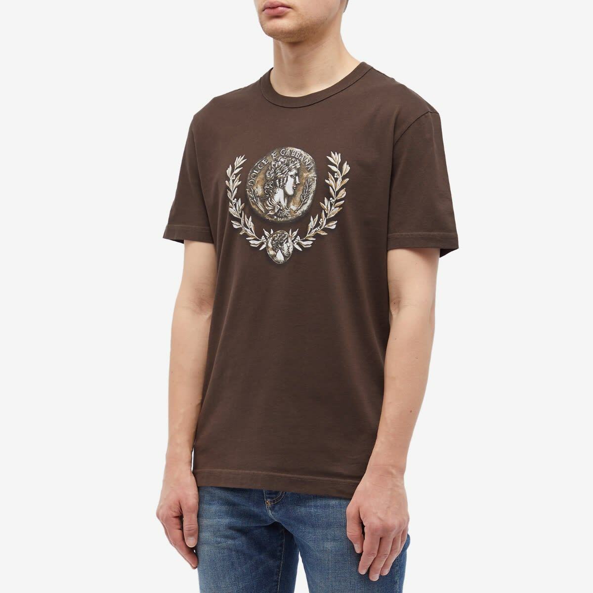 Dolce & Gabbana Black Cotton Coin Print Crew Neck T-shirt