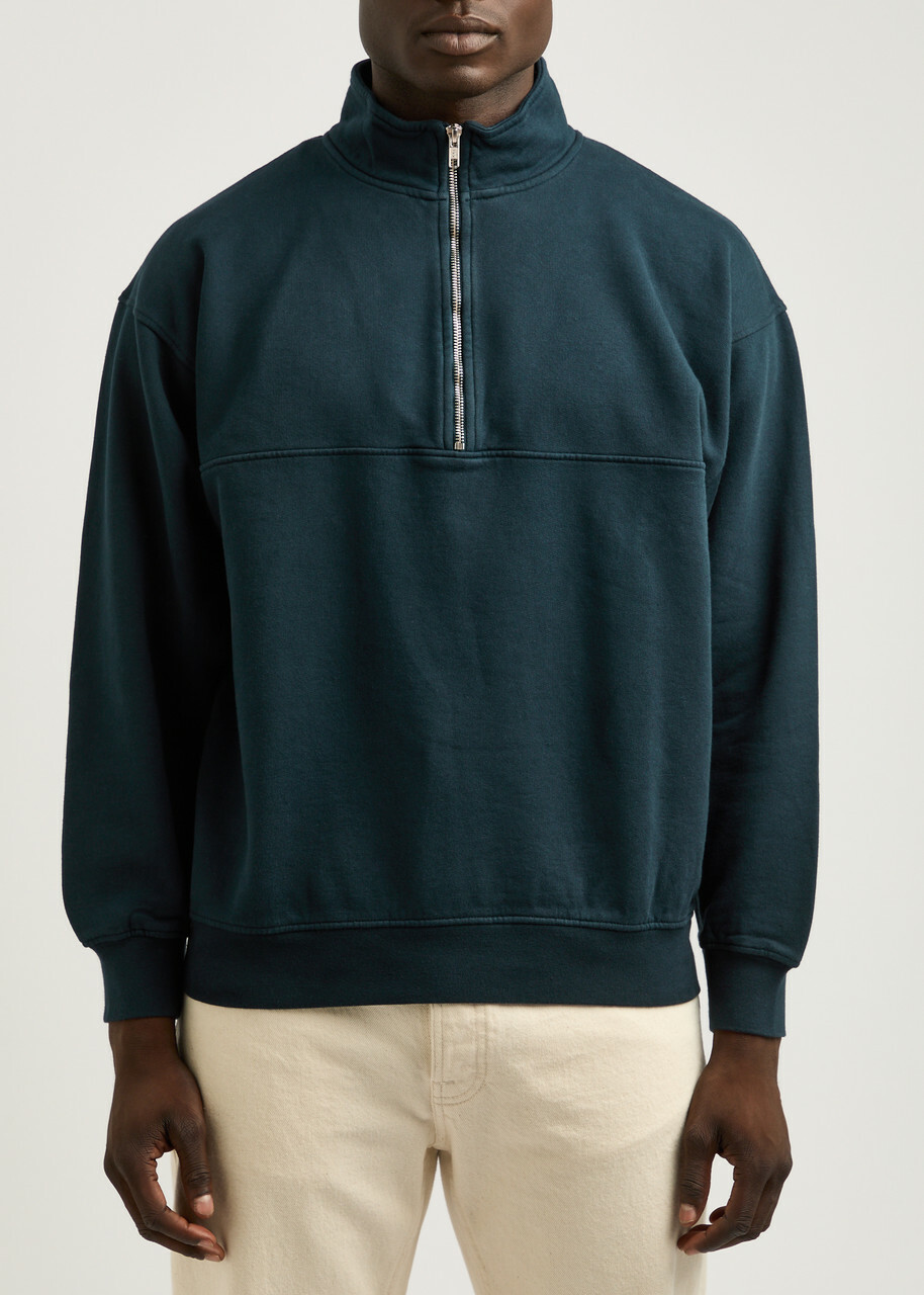 Colorful Standard Half-zip Cotton Sweatshirt Navy