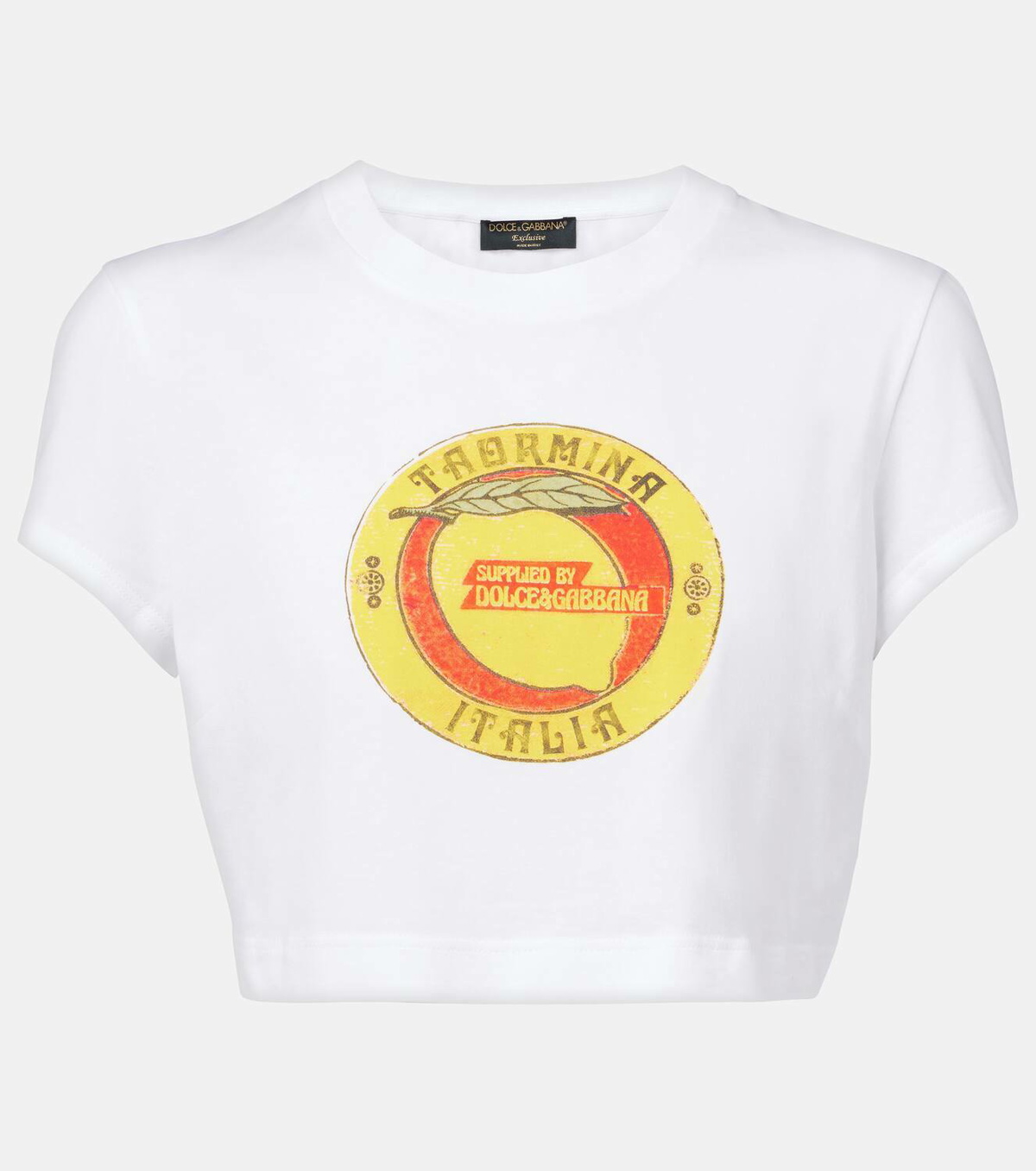 Dolce&Gabbana Cropped printed cotton T-shirt