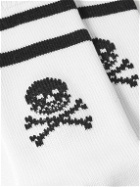 Corgi - Striped Intarsia Cotton Socks - White