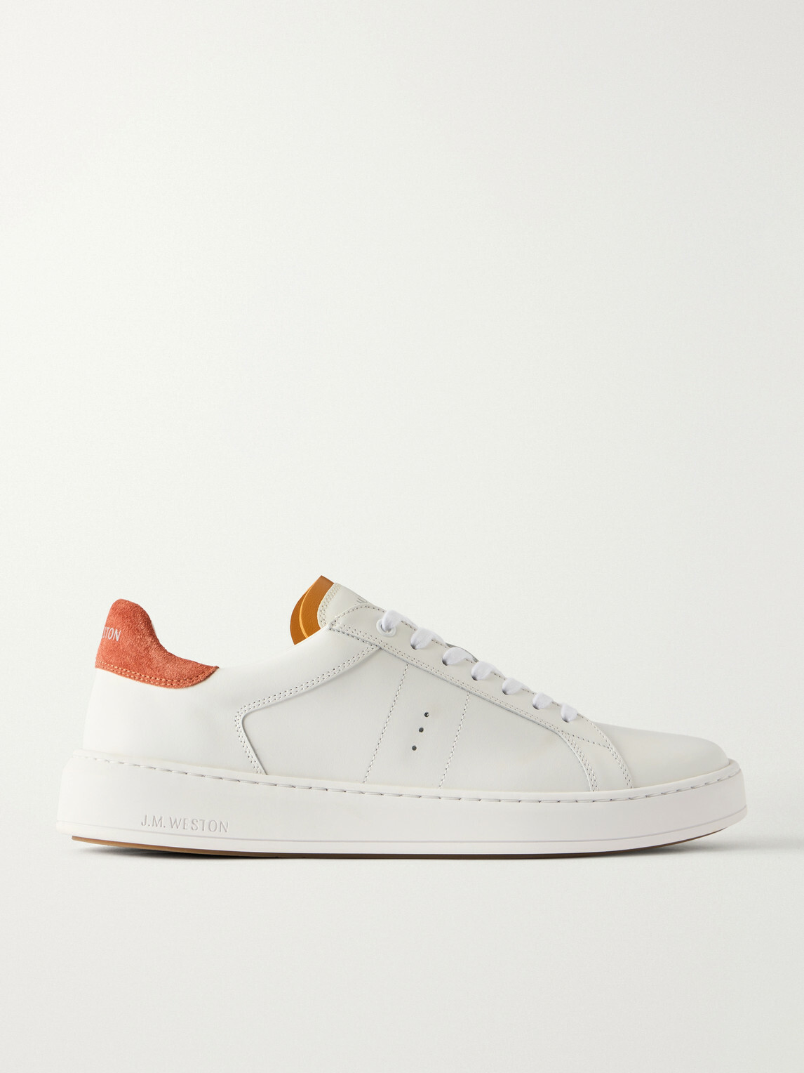 J.M. Weston - On Time Suede-Trimmed Leather Sneakers - White