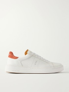 J.M. Weston - On Time Suede-Trimmed Leather Sneakers - White
