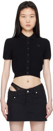 alexanderwang.t Black Logo Embroidered Polo Cardigan