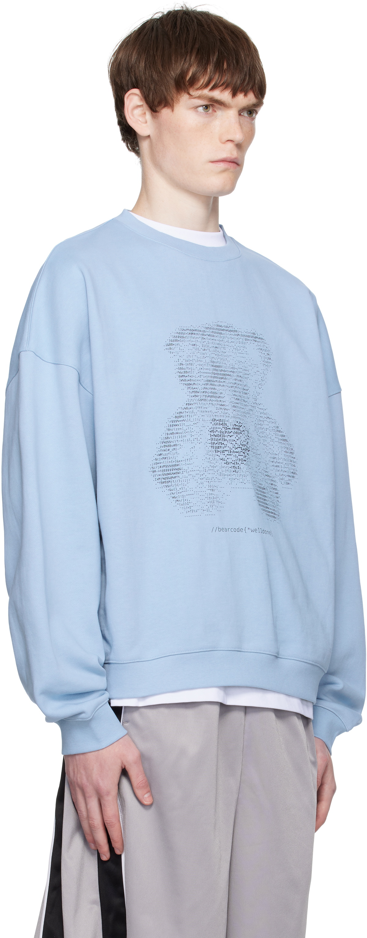 We11done Blue Coding Teddy Sweatshirt