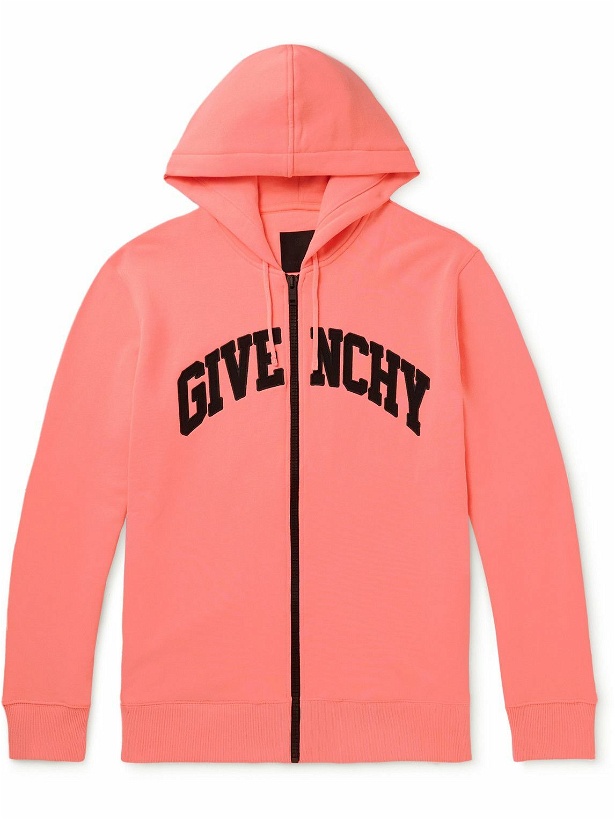 Photo: Givenchy - Logo-Embroidered Cotton-Jersey Zip-Up Hoodie - Pink