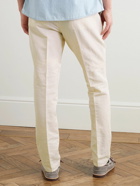 Brunello Cucinelli - Slim-Fit Tapered Linen and Cotton-Blend Drawstring Trousers - Neutrals