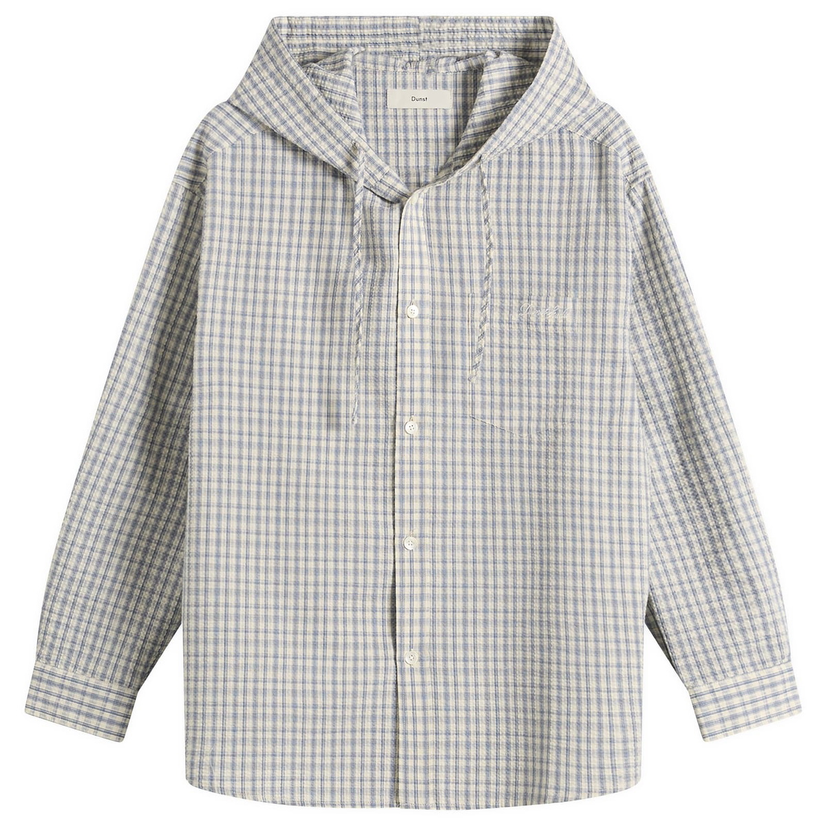 DUNST Women's Classic Hooded Shirt in Cream Check