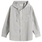 DUNST Women's Classic Hooded Shirt in Cream Check