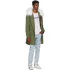 Mr and Mrs Italy Green and White Fur Long Quilt Parka