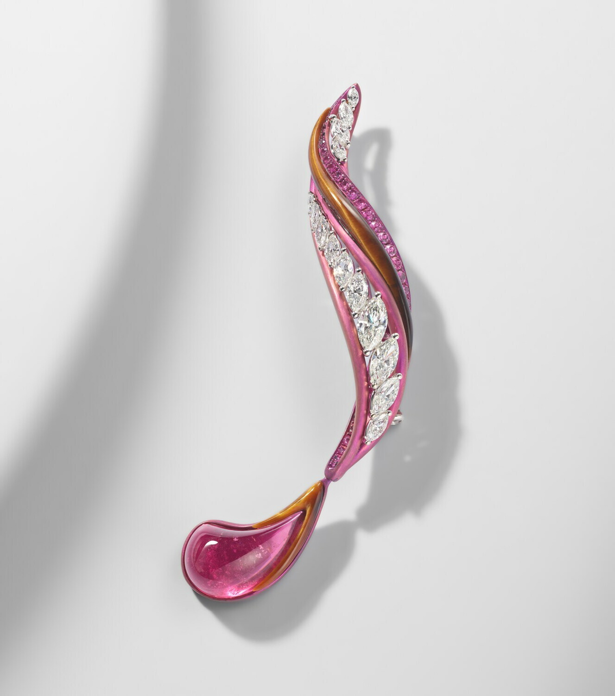 Kamyen Titanium brooch with gemstones