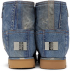 Acne Studios Blue Printed Leather Low Boots