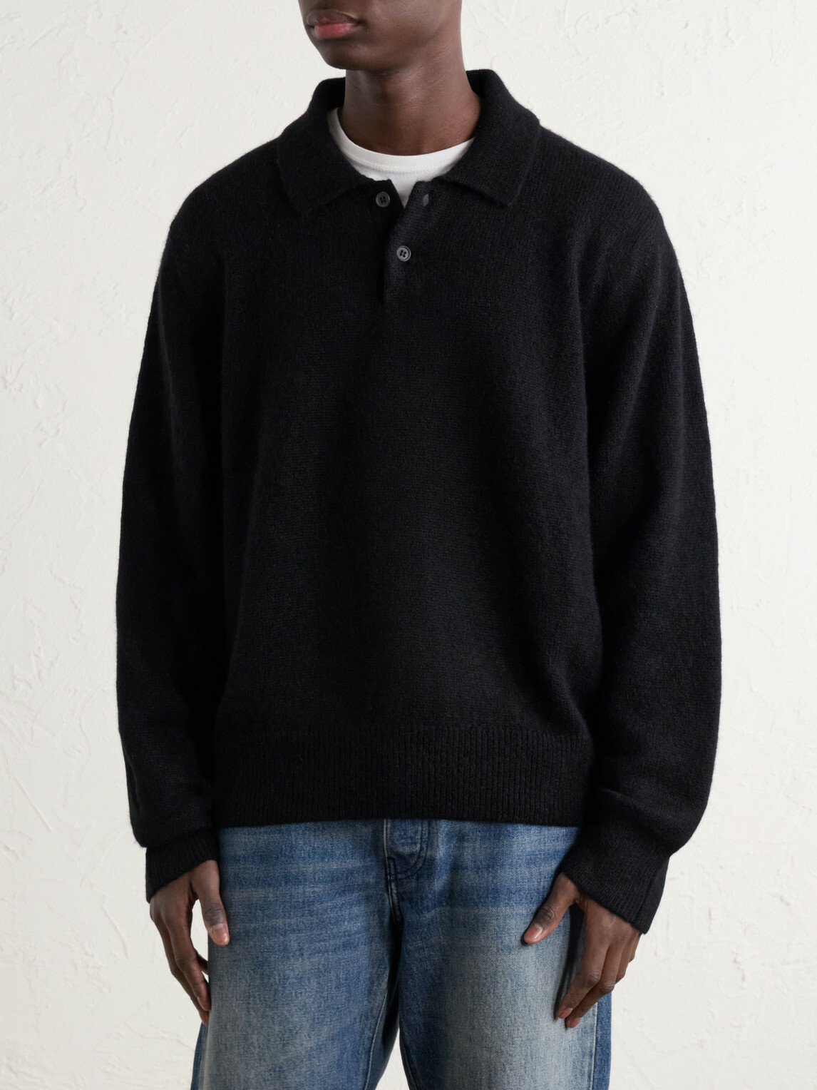 Corridor - Woven Alpaca-Blend Polo Sweater - Black