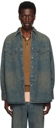 BEAMS PLUS Blue Western Double Dye Denim Shirt