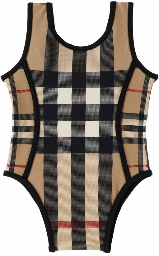 Photo: Burberry Baby Beige Vintage Check One-Piece Swimsuit