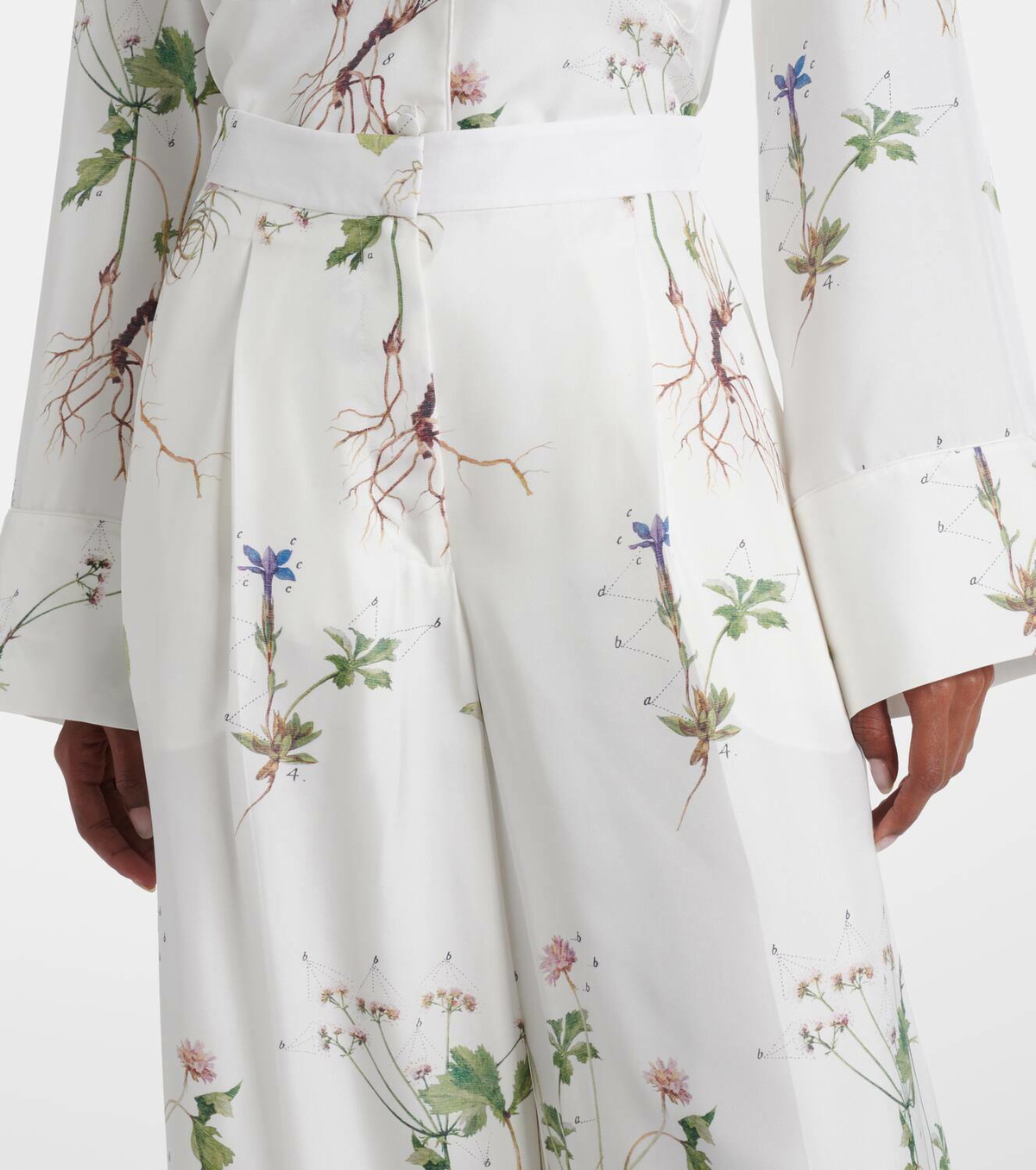 Erdem Floral printed silk wide-leg pants