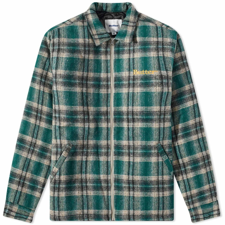 Photo: Butter Goods Men's Insulated Plaid Zip Through Jacket in Forest Green