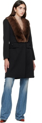 Valentino Black Shearling Collar Coat