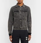 Off-White - Slim-Fit Panelled Denim and Printed Cotton-Jersey Jacket - Men - Black