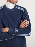 C.P. Company - Striped Logo-Embroidered Cotton-Chenille Sweater - Blue