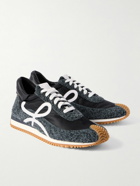 LOEWE - Flow Runner Leather-Trimmed Brushed-Suede and Nylon Sneakers - Gray
