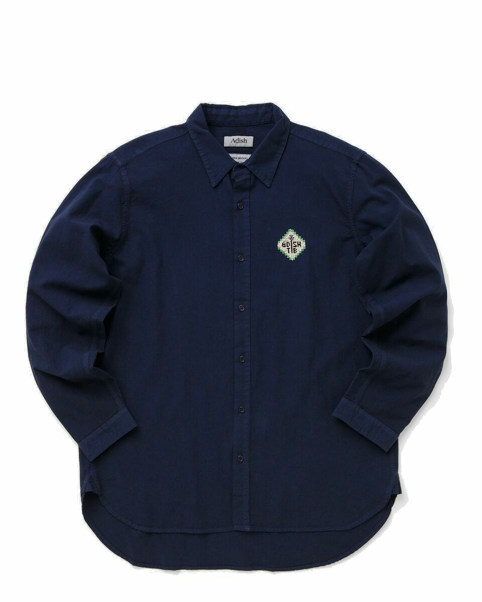 Photo: Adish The Inoue Brothers Garment Dyed Button Up Shirt Blue - Mens - Longsleeves