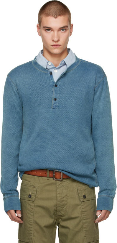 Photo: RRL Blue Button Placket Henley