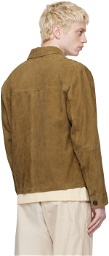 BOSS Beige Shirt-Style Leather Jacket