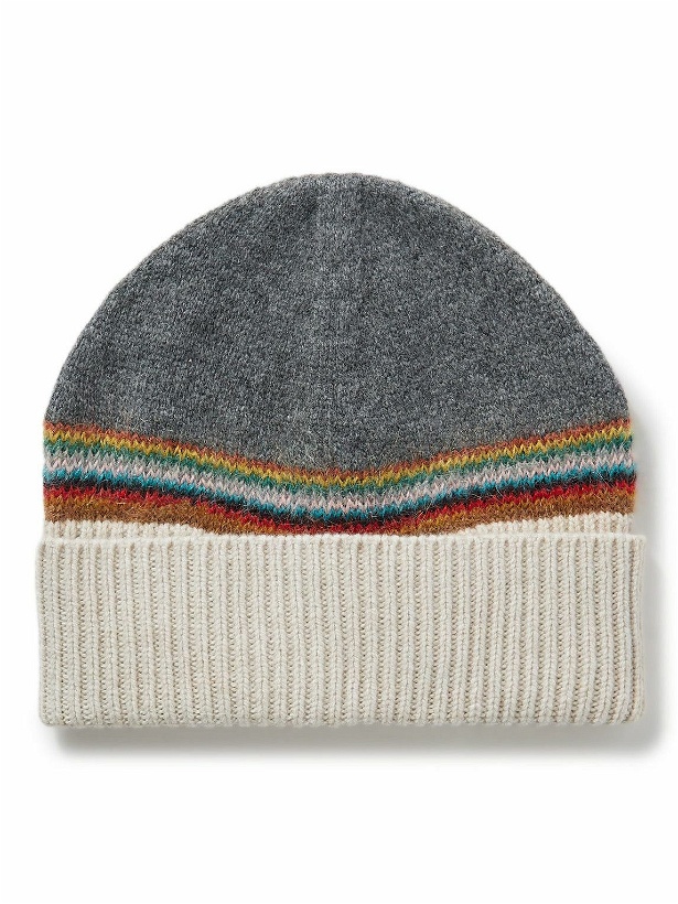 Photo: Paul Smith - Ribbed Striped Wool-Blend Beanie