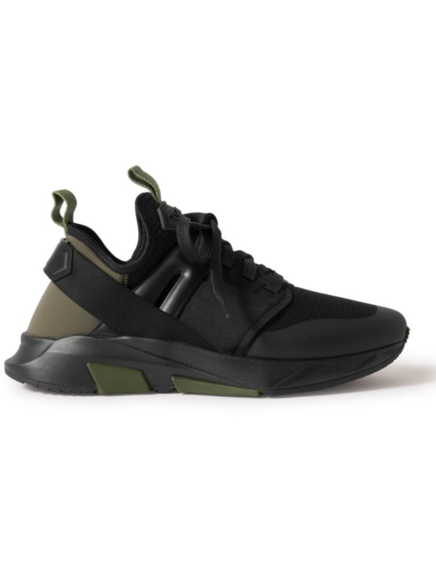 Photo: TOM FORD - Jago Neoprene, Suede and Mesh Sneakers - Black