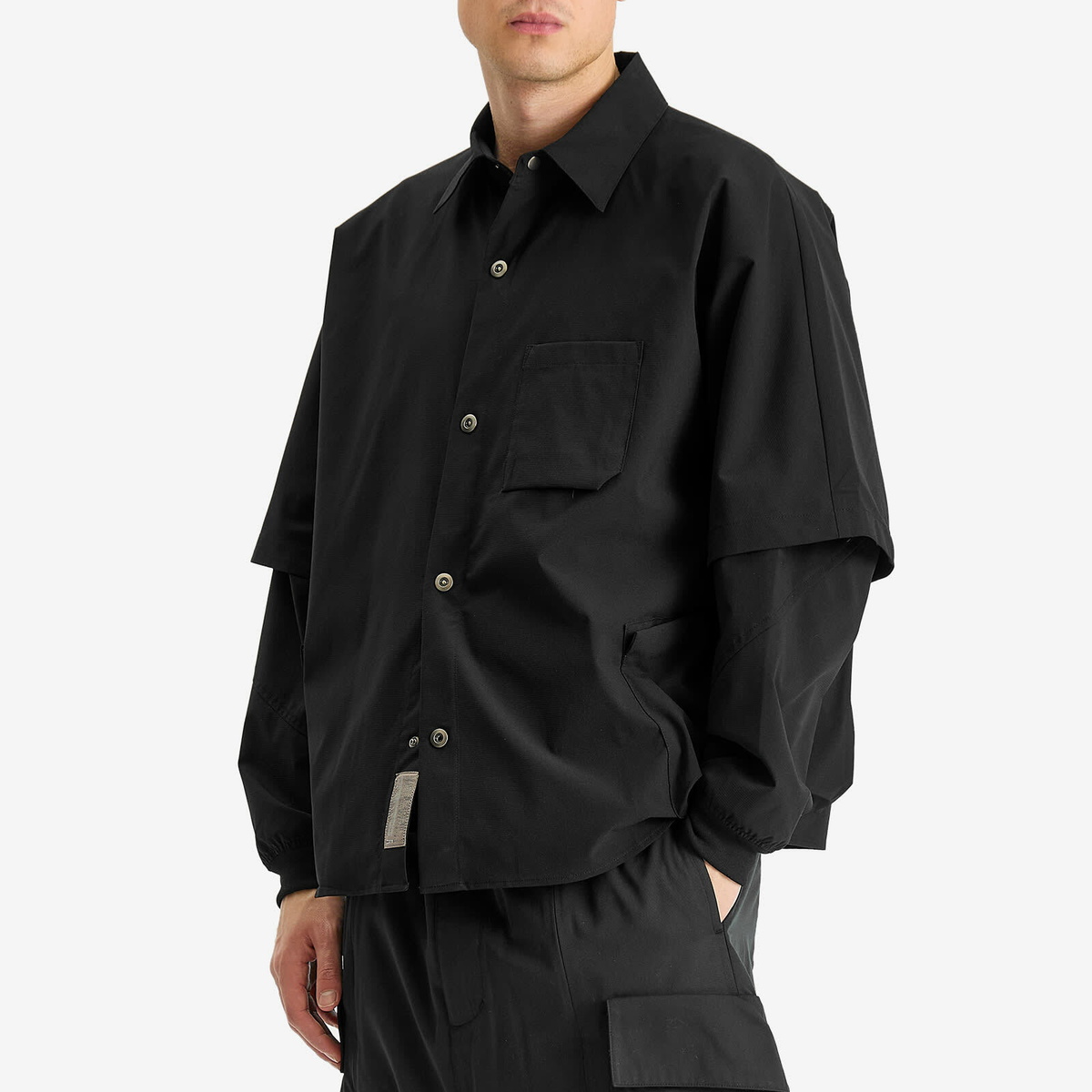 Poliquant Men's Multiple Pockets Short Sleeve Shirt in Black