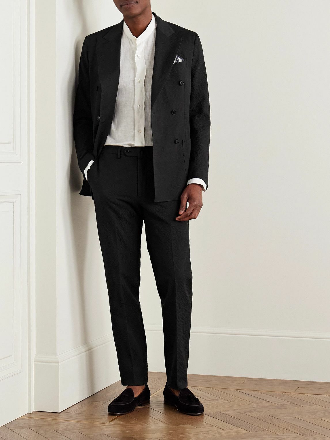 De Petrillo - Vesuvio Slim-Fit Double-Breasted Cotton-Blend