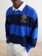 Polo Ralph Lauren - Wimbledon Logo-Embroidered Striped Cotton Rugby Polo-Shirt - Blue