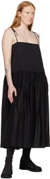 AMOMENTO Black Shirred Maxi Dress
