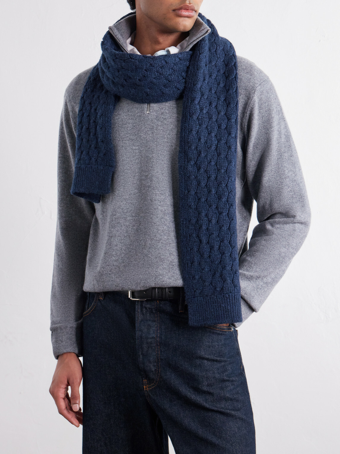 Begg & Co - Bernard Cashmere and Wool-Blend Scarf - Blue