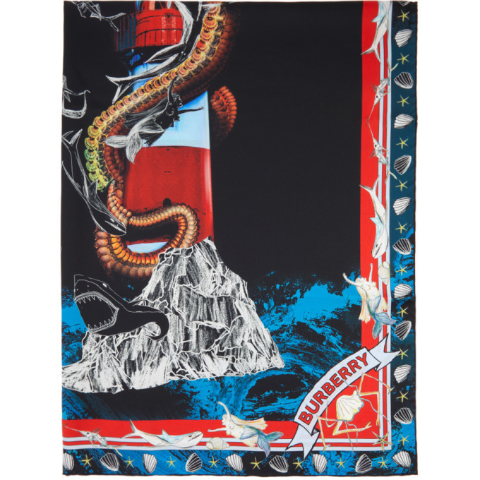 Photo: Burberry Multicolor Silk Twill Mermaid Print Scarf