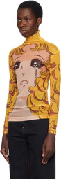 Pushbutton Yellow Crying Girl Mesh Turtleneck