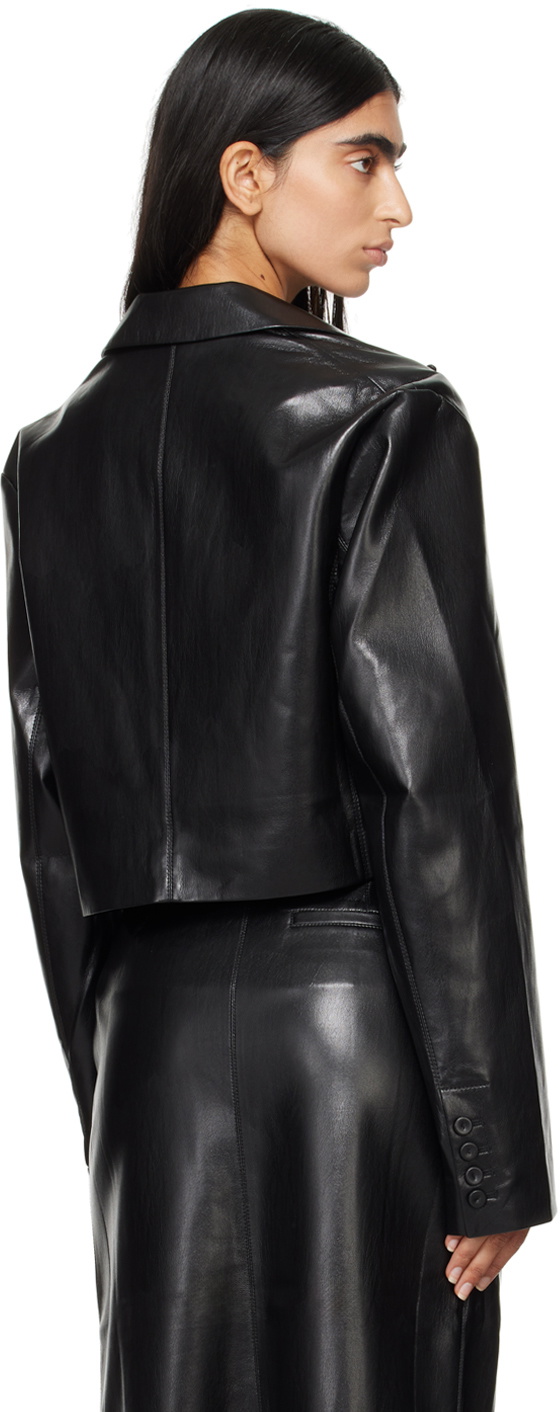 Nanushka Black Aidula Vegan Leather Blazer
