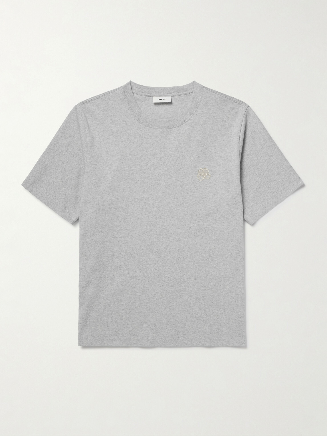 NN07 - Jett 30026 Embroidered Organic Cotton-Jersey T-shirt - Gray
