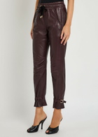 Skiim Gaby Drawstring Leather Trousers Burgundy
