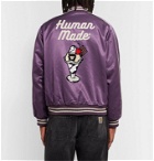 Human Made - Logo-Embroidered Cotton-Blend Satin Bomber Jacket - Purple
