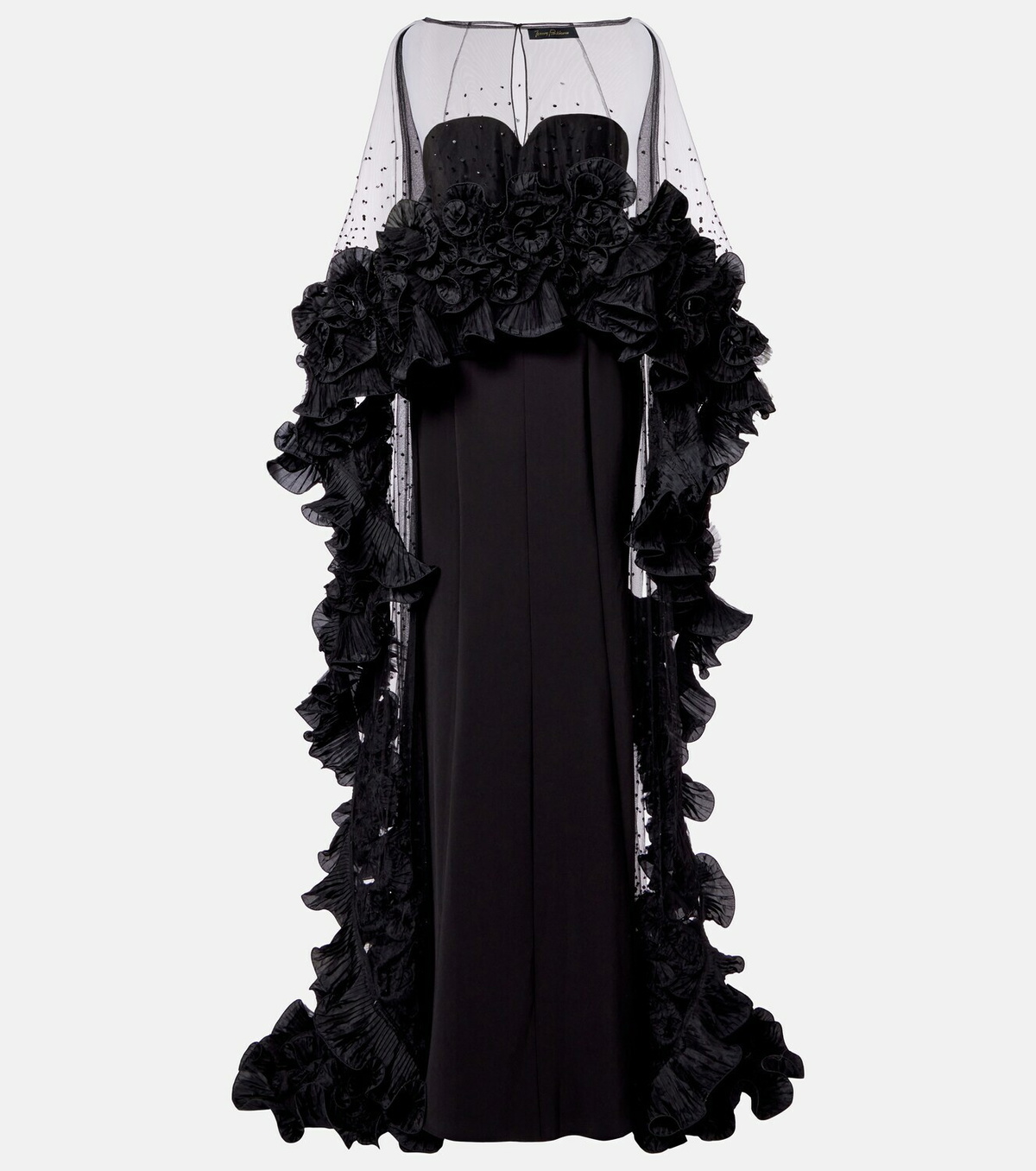 Jenny Packham Ruffled caped gown