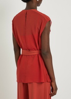 Joseph Kniza Belted Chiffon top Red
