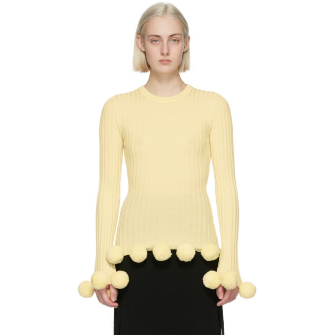 Photo: JW Anderson Yellow Wool Pom-Pom Fitted Sweater