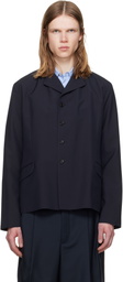 Jil Sander Navy Wool Poplin Blazer