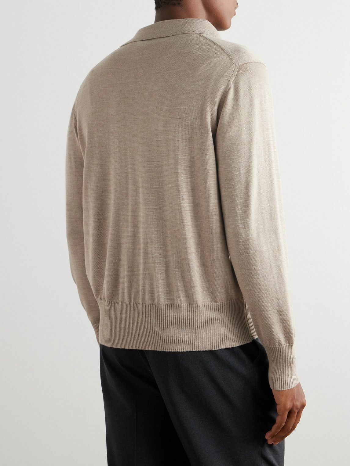 Stòffa - Wool and Silk-Blend Polo Shirt - Neutrals