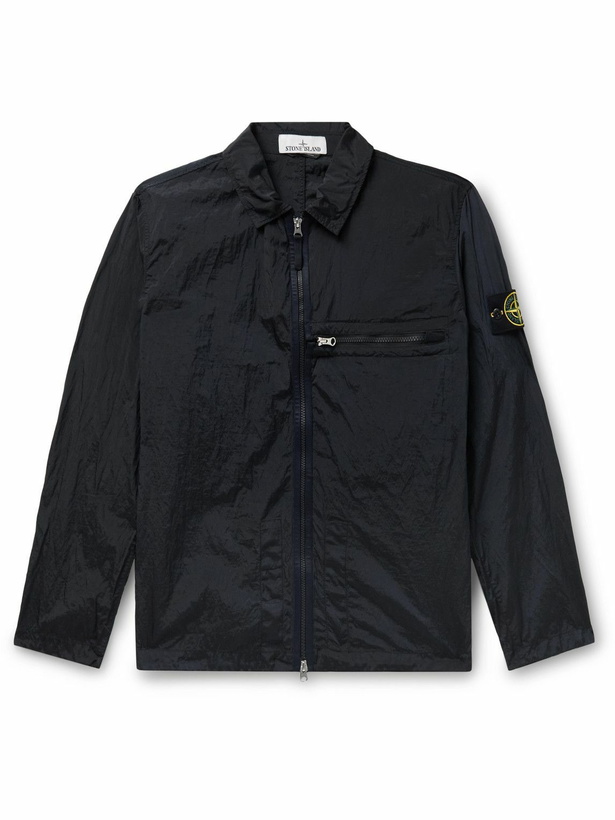 Photo: Stone Island - Logo-Appliqued Crinkled-Nylon Jacket - Blue